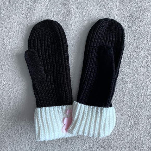 NWT - Kate Spade Ribbed Knit Bow Cuff Mittens - Picture 2 of 3